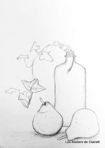 Dessin au crayon graphite - Nature morte d'automne Nature morte Automnale au crayon graphite