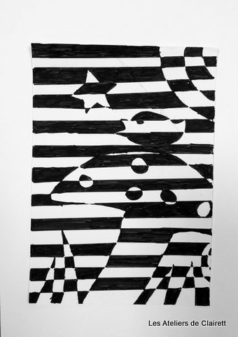 Oeuvre à la manière des zébres de Vasarely Op Art à la manière du zébre Vasarely