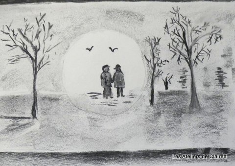 fusain travail en négatif