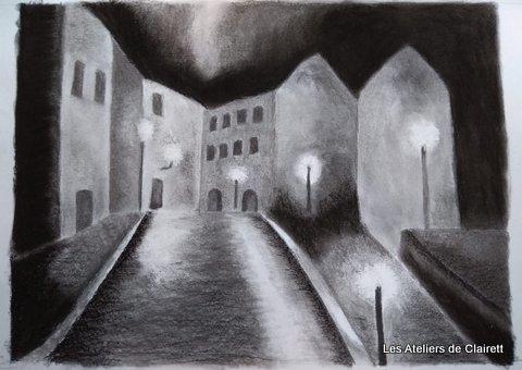 fusain travail en négatif