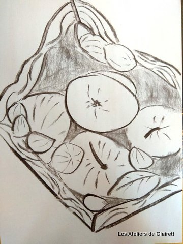 dessin fusain nature morte