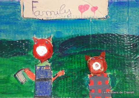 tableau récup art famille animaux