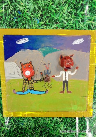 tableau récup art famille animaux