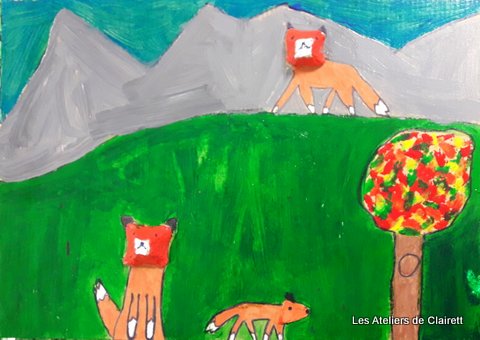 tableau récup art famille animaux