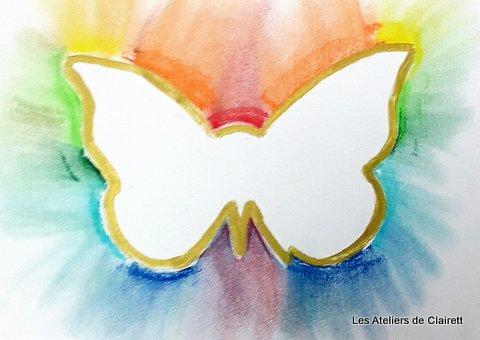 pochoir et pastel sec