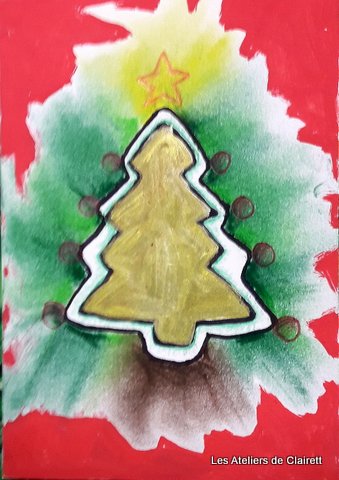 pochoir et pastel sec