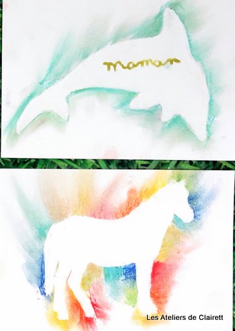 pochoir et pastel sec