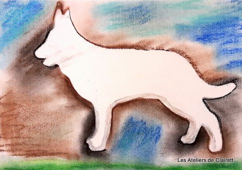 pochoir et pastel sec