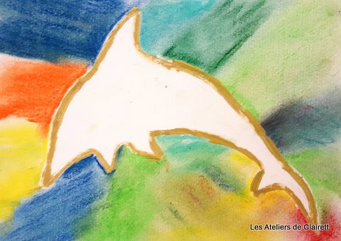 pochoir et pastel sec