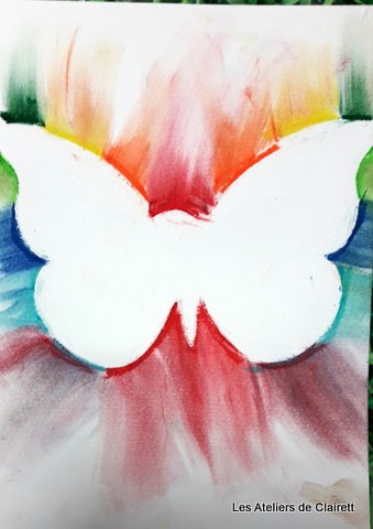 pochoir et pastel sec