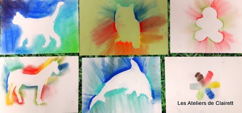 pochoir et pastel sec