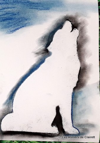 pochoir et pastel sec