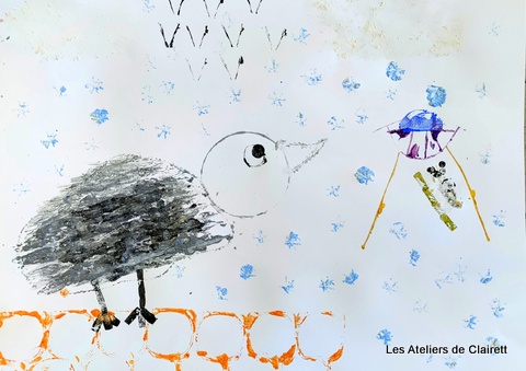 Peinture empreinte vacances enfant