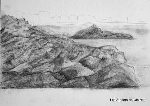 paysage fusain adulte perspective simple