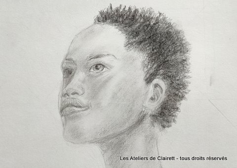 Stage de dessin portrait noir et blanc de 3/4