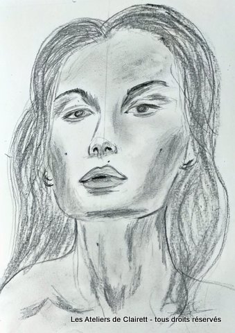 Stage de dessin portrait noir et blanc de 3/4