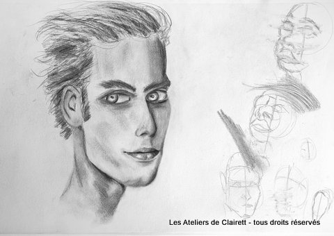 Stage de dessin portrait noir et blanc de 3/4