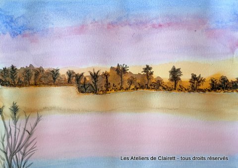 aquarelle douceur du soir