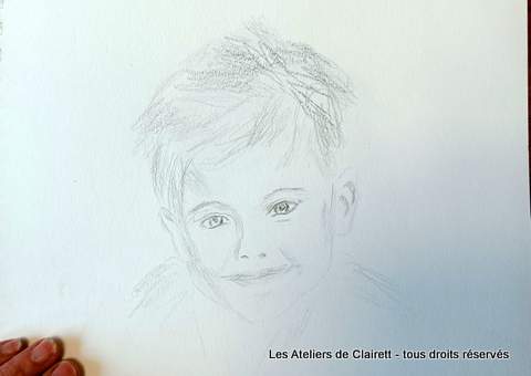 cours dessin portrait enfant pastel fusain encre