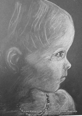 stage dessin portrait enfant noir et blanc pastel fusain