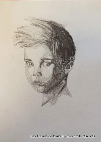 cours dessin portrait enfant pastel fusain encre