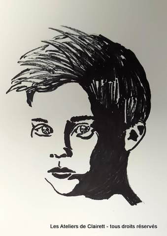 stage dessin portrait enfant noir et blanc pastel fusain