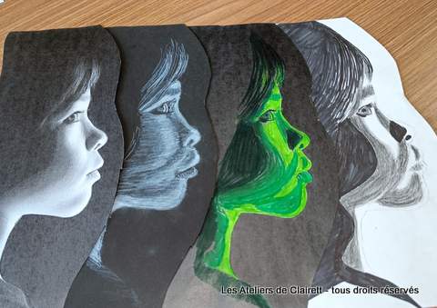 cours dessin portrait enfant pastel fusain encre