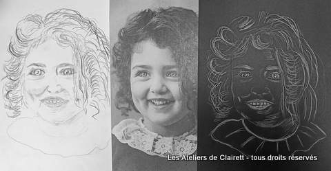 stage dessin portrait enfant noir et blanc pastel fusain