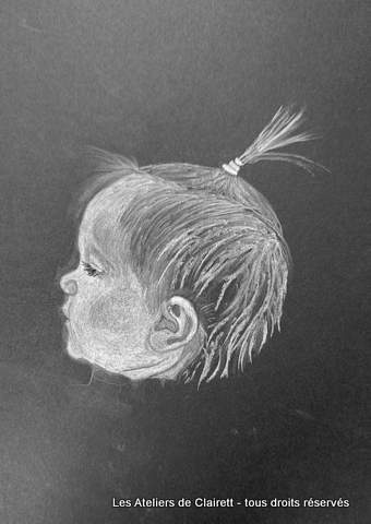 stage dessin portrait enfant noir et blanc pastel fusain