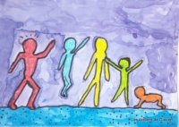 Dessin réalisé en atelier à la manière de Keith Haring Dessin à la manière de Keith Haring